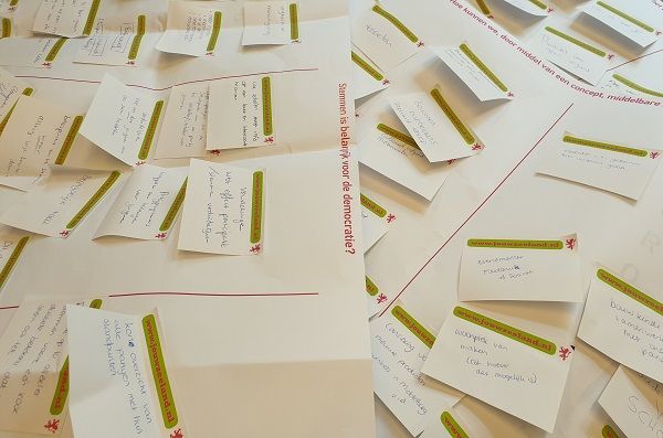 Beschreven post-its op vellen