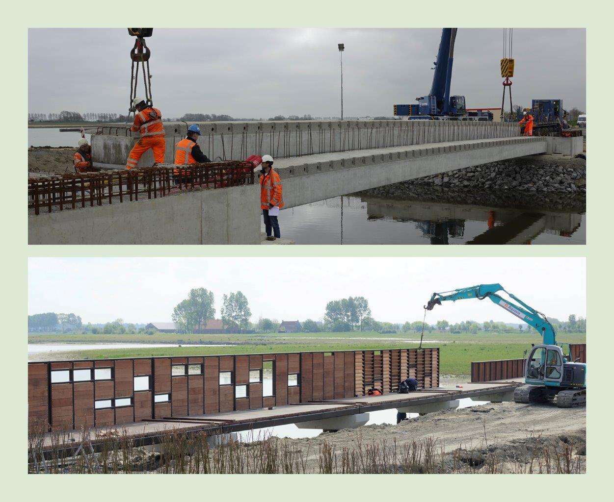 Foto aanleg verkeersbrug en brug middenpad